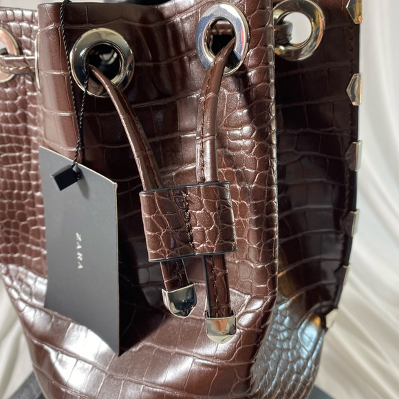 NWT ZARA brown crossbody, bucket purse - Picture 4 of 7